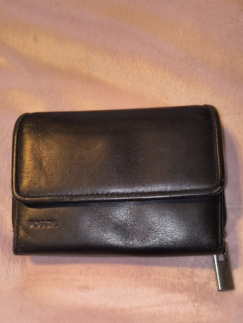Fossil Black Leather Phone Wallet Case